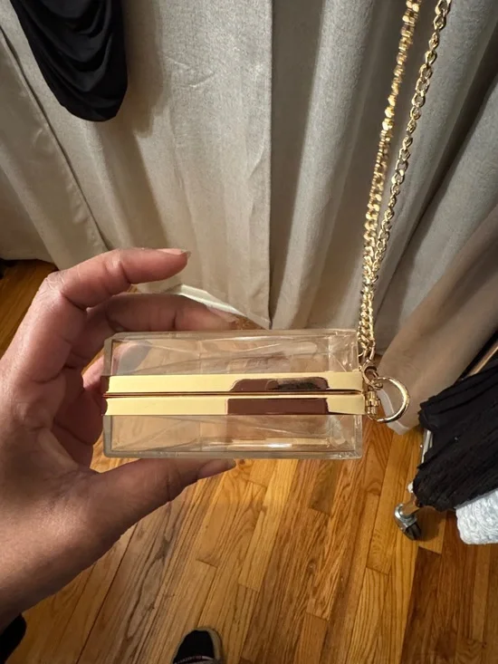 Clear Acrylic Box Clutch with Gold Chain - Picture 6 of 6